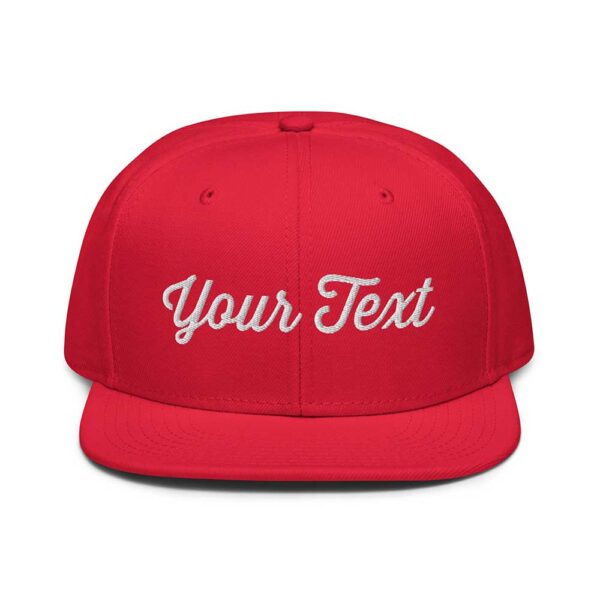 Red Snapback (White Stitch, Cursive) - Image 8