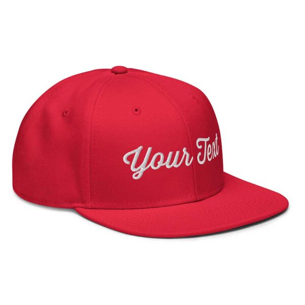 Red Snapback (White Stitch, Cursive) - Image 9