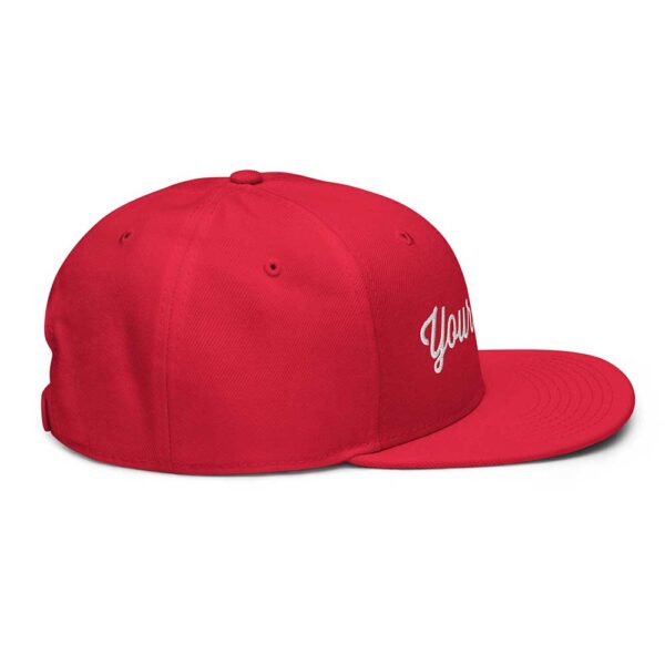 Red Snapback (White Stitch, Cursive) - Image 3