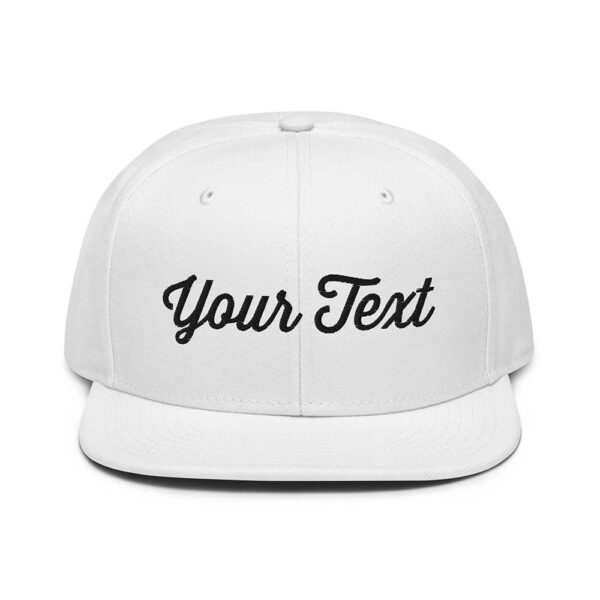 White/Black Snapback (White Stitch, Cursive) - Image 7