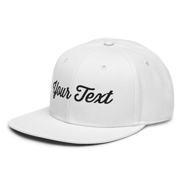 White/Black Snapback (White Stitch, Cursive)