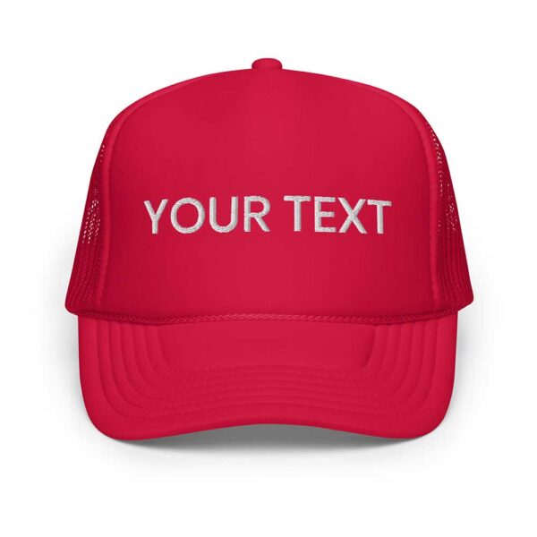 Red Foam Trucker Hat (White Text)