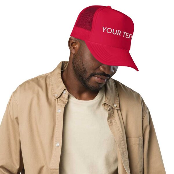 Red Foam Trucker Hat (White Text) - Image 6