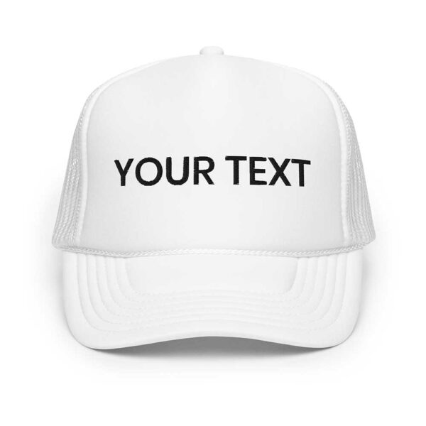 White Foam Trucker Hat (Black Text)