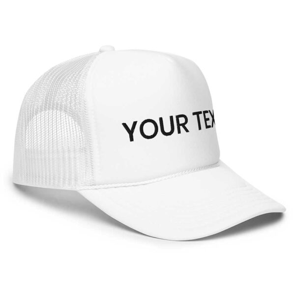 White Foam Trucker Hat (Black Text) - Image 4