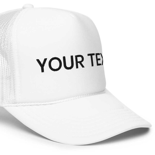 White Foam Trucker Hat (Black Text) - Image 3