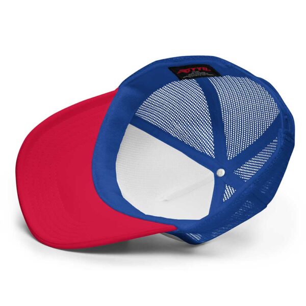 White/Royal/Red Foam Trucker Hat (Black Text) - Image 5