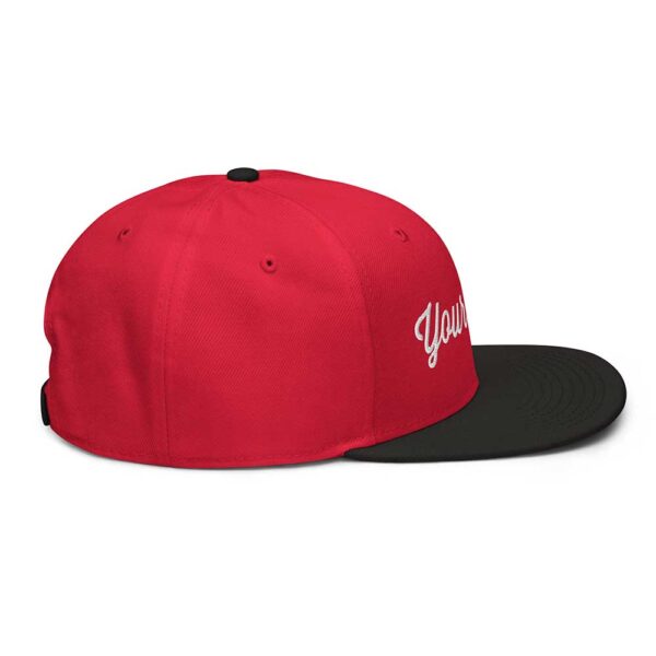 Black/Red/Red Snapback (White Stitch, Cursive) - Image 2